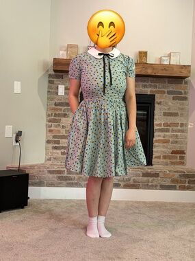 Vintage-Inspired Light Blue Peter Pan Collar Dress with Black Trim